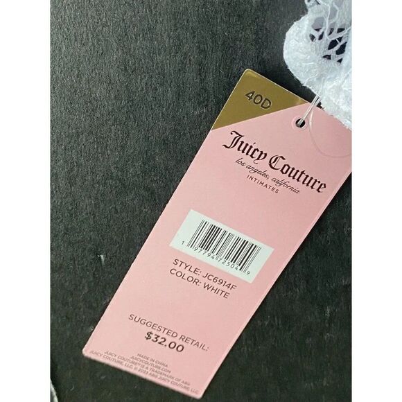 Juicy Couture Sexy Push Up Bra Sz 40D  White Underwire JC6914F Lace NEW - Picture 3 of 9